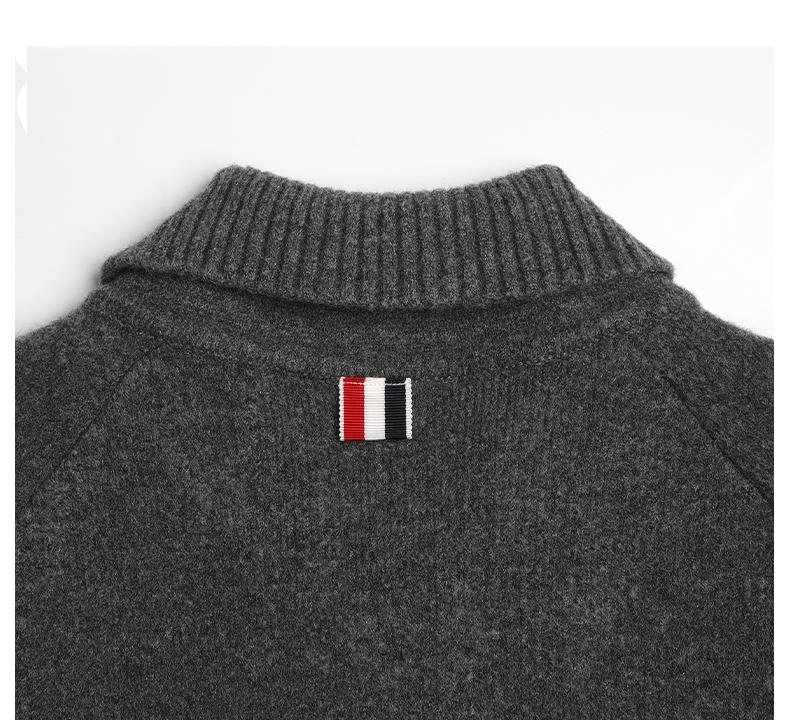 Unisex wool coat with webbing sleeves | Thom Browne