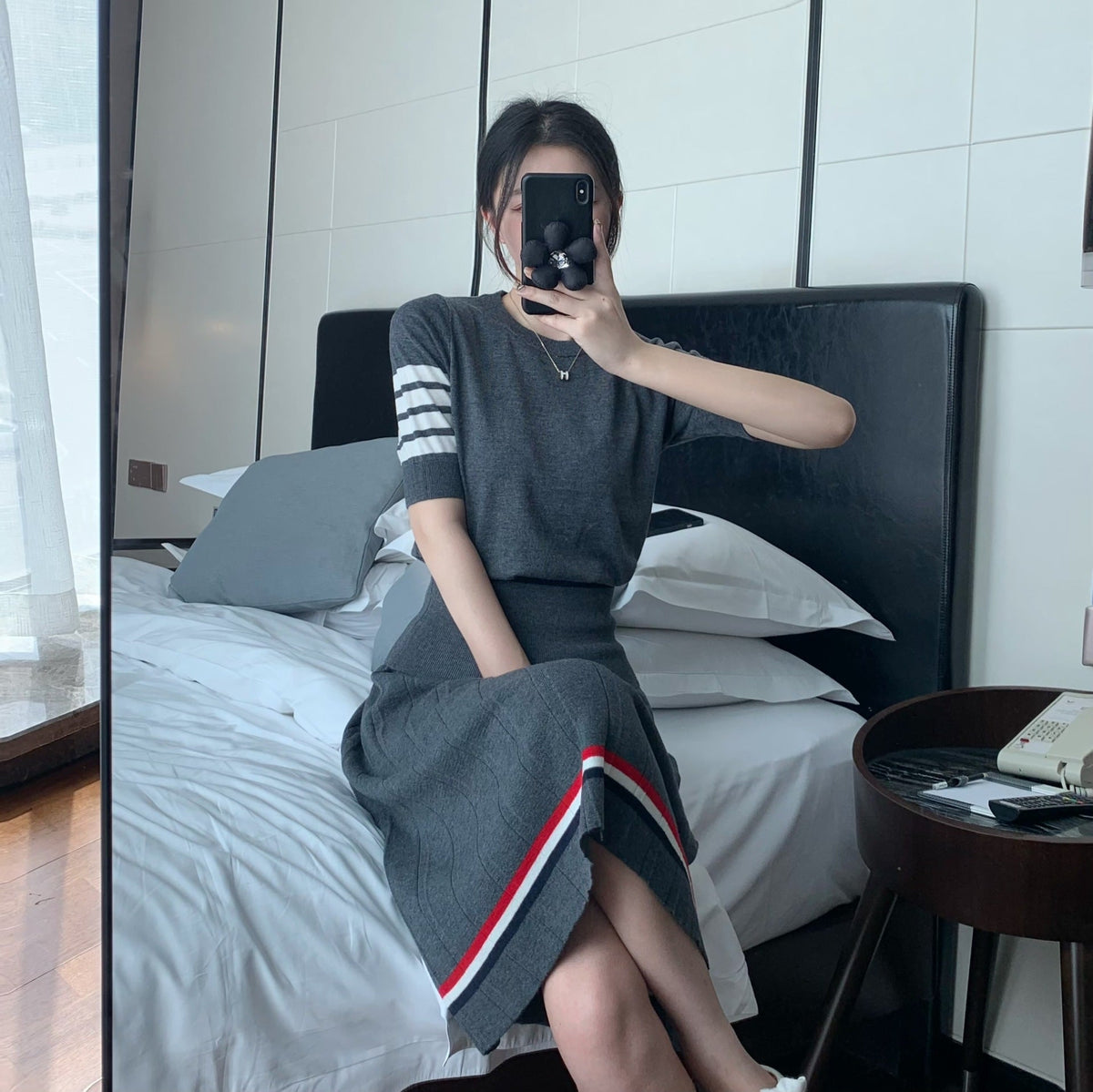 Thom Browne Women's T-Shirt & Midi Skirt Set