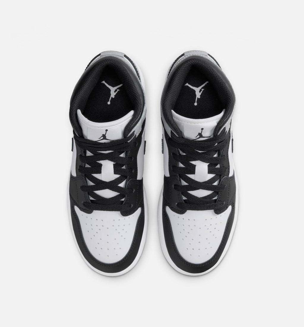 Air Jordan 1 Mid Youth Lifestyle Sneakers - White/Light Smoke Grey/Black
