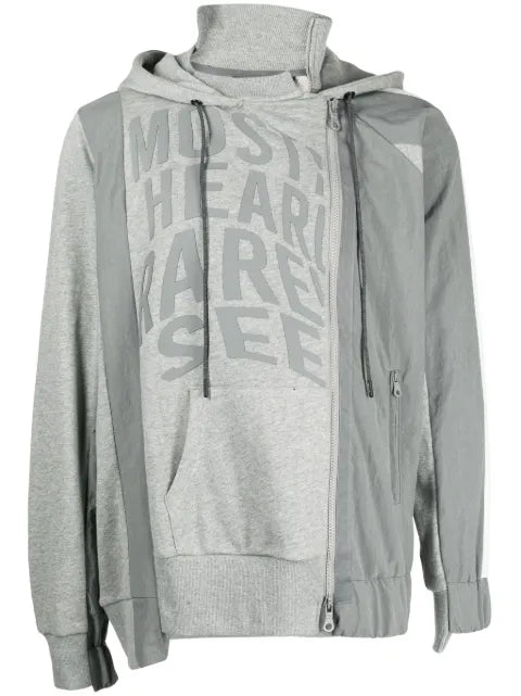 Mostly Heard Rarely Seen logo-print asymmetric hoodie
