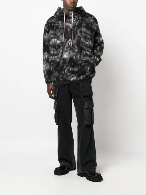 Aries logo-patch drawstring hoodie
