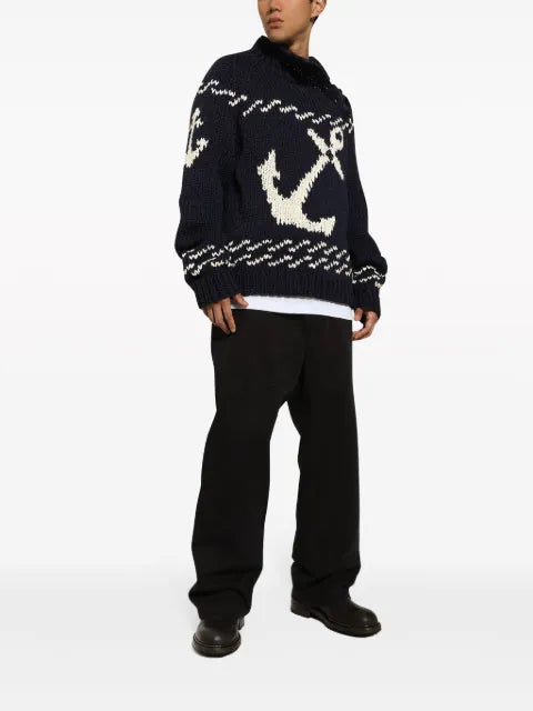 Dolce & Gabbana patterned intarsia-knit cotton-blend jumper