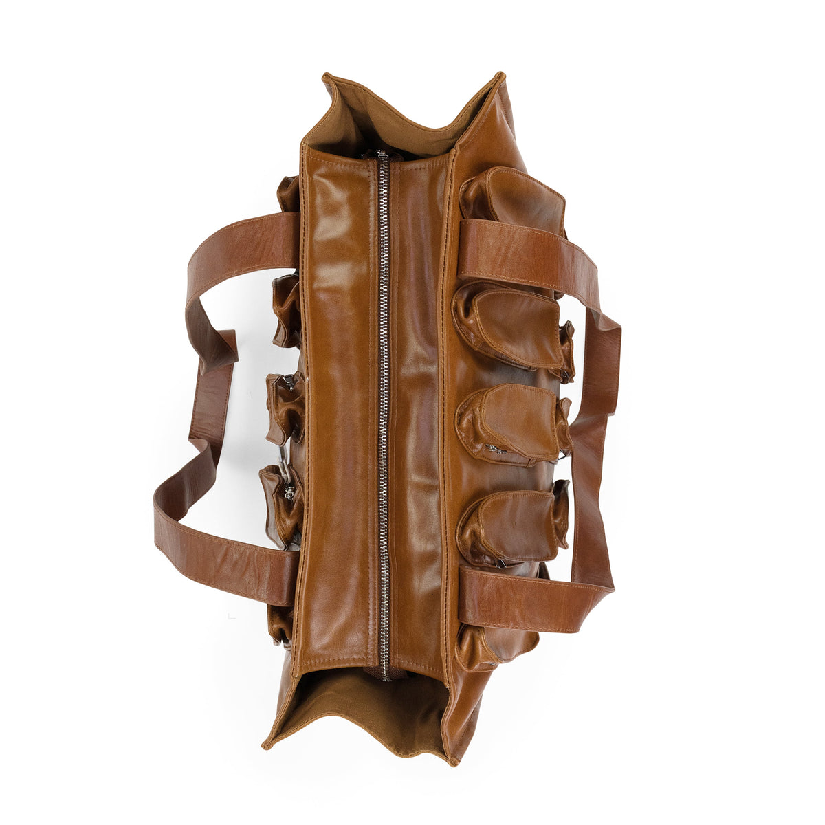 BROWN THORNED POCKET TOTE BAG