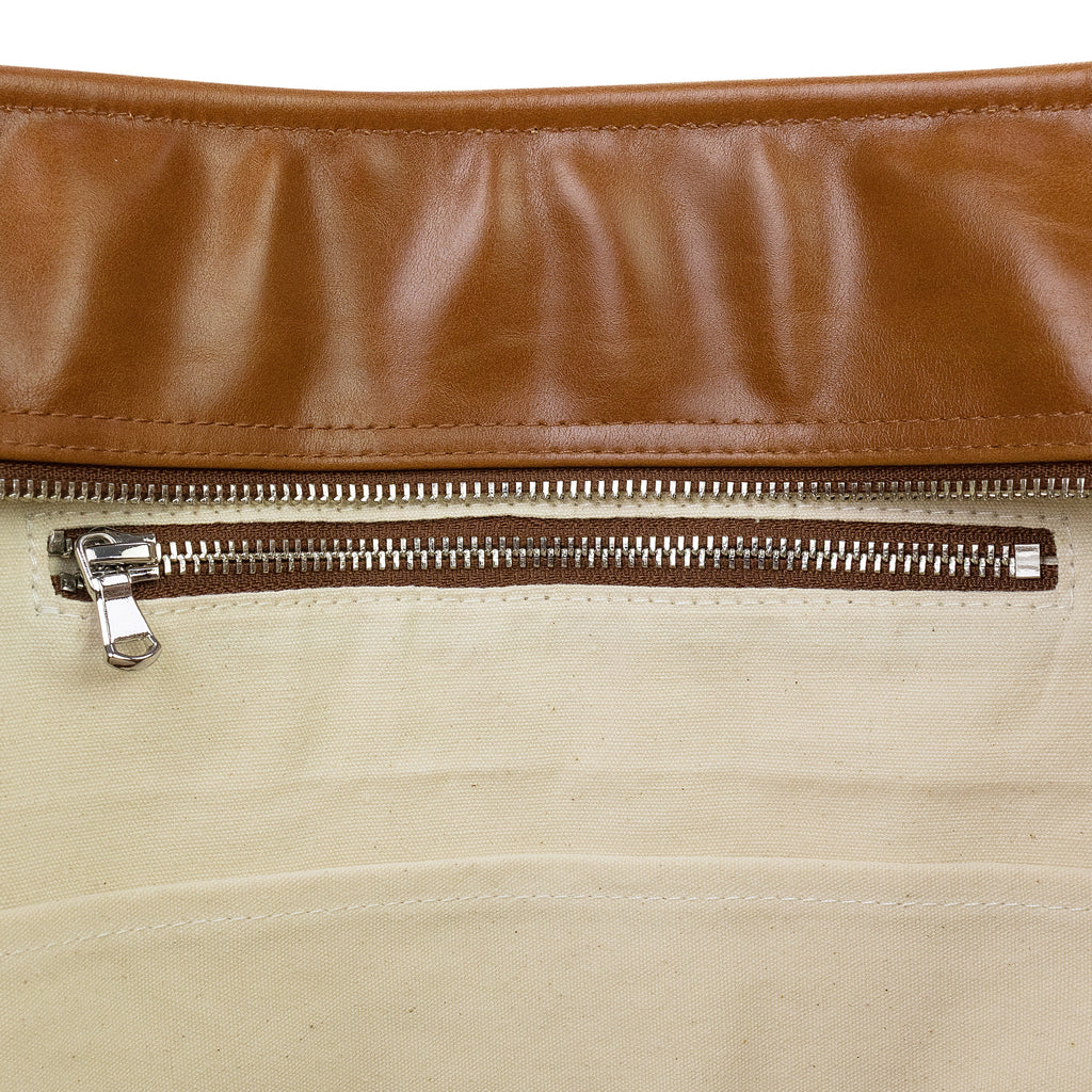 BROWN THORNED POCKET TOTE BAG
