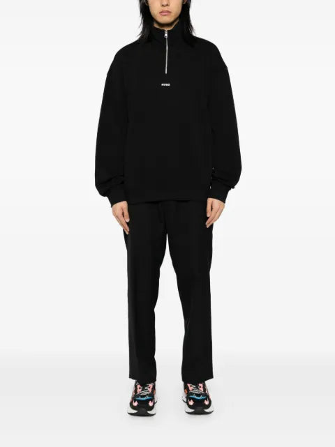 HUGO Zip-Neck Logo print sweatshirt