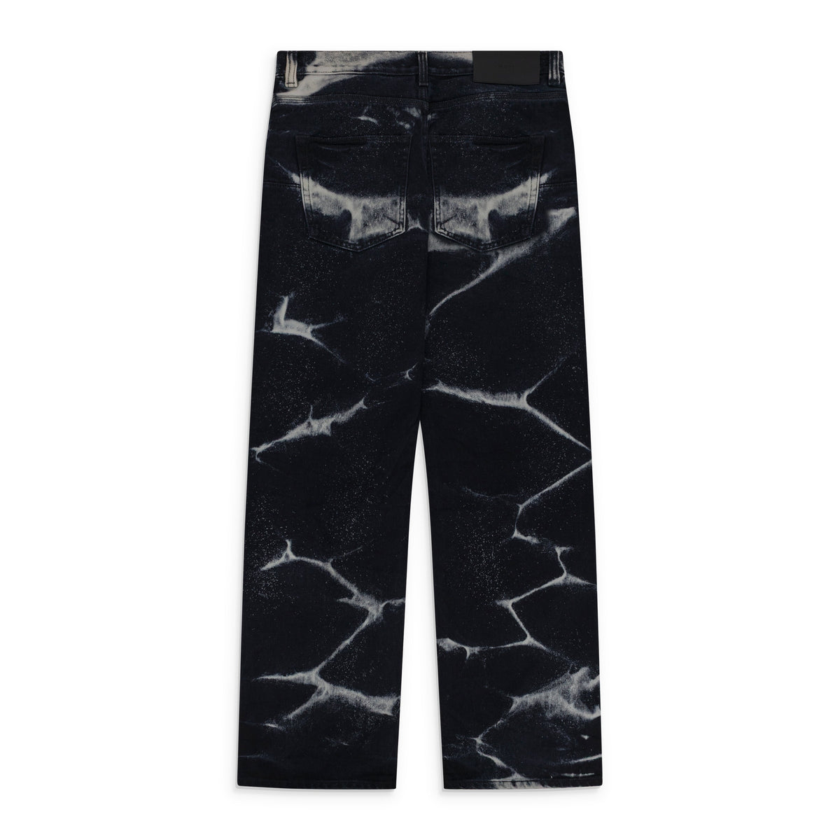 Black Marble Coated Baggy Fit Jeans