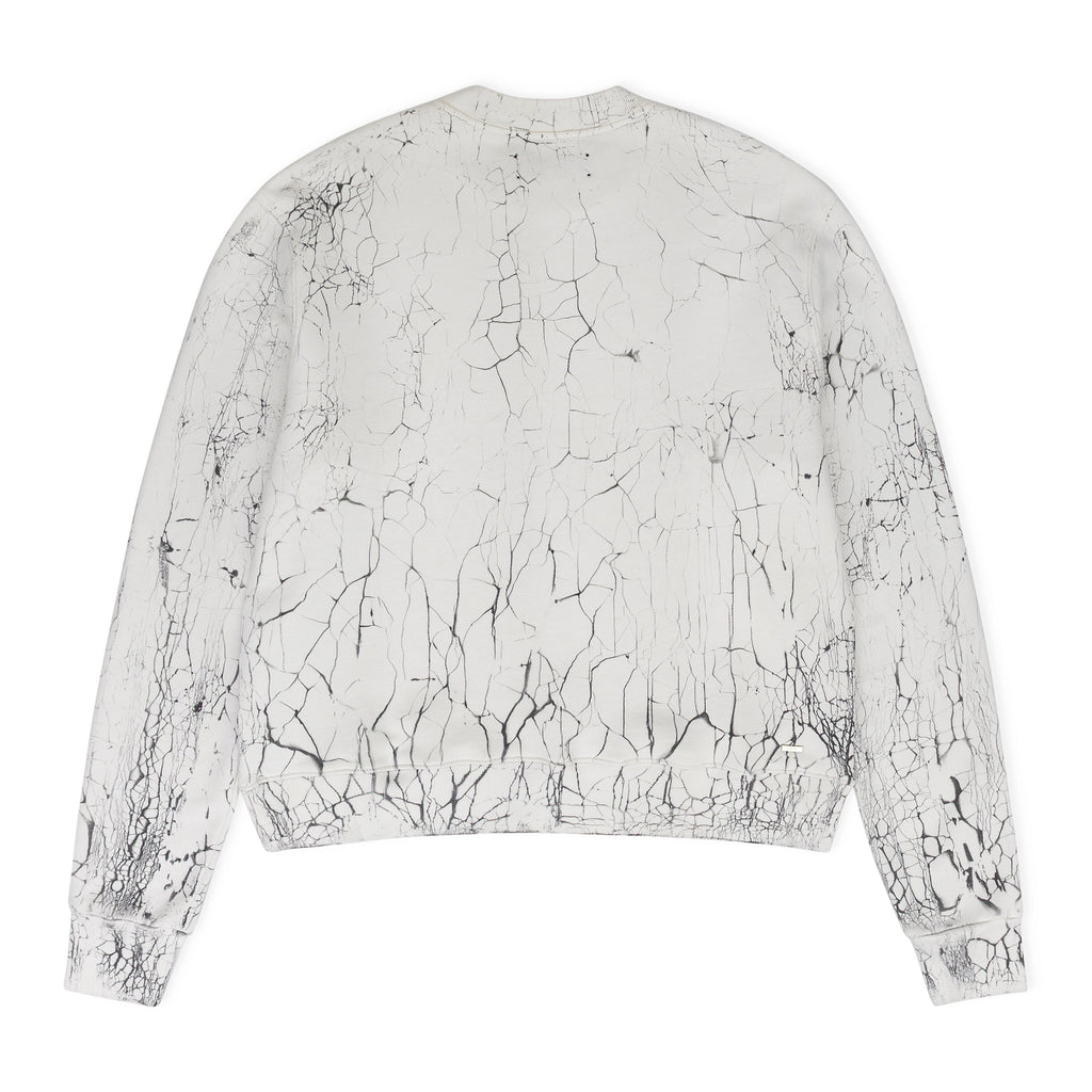 White Cracked Dye Core Logo Crewneck
