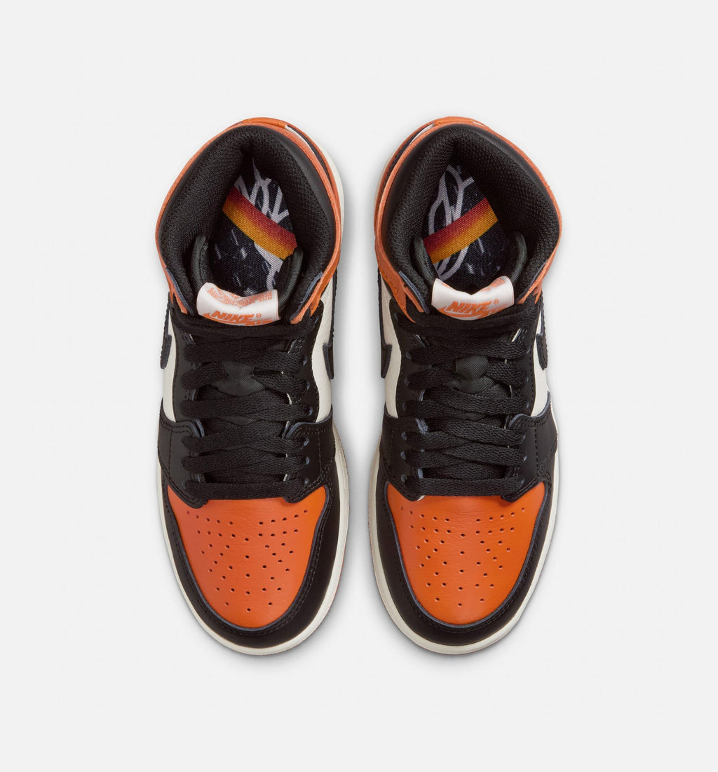 Air Jordan 1 Retro High OG Shattered Backboard Grade School Lifestyle Shoe – Black/Sail/Starfish