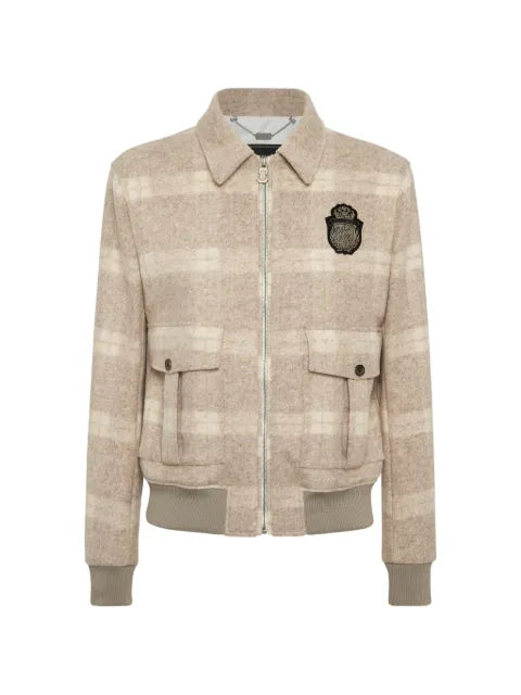 Billionaire check-crest bomber jacket