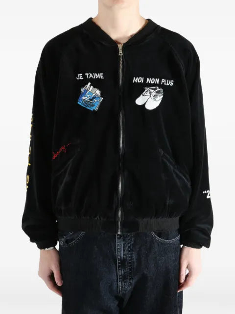 Paly embroidered velvet bomber jacket