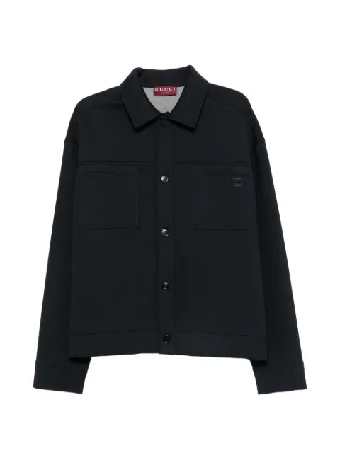 Gucci logo-embroidered button-up jacket