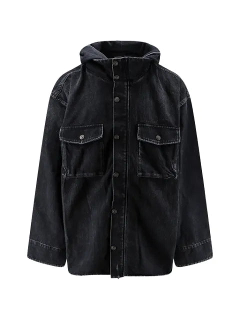 Balenciaga logo-embroidered hooded denim jacket