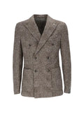 BRANDO double-breasted Prince of Wales-check blazer