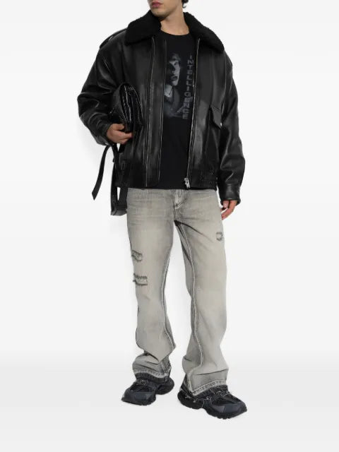MISBHV shearling-collar leather jacket