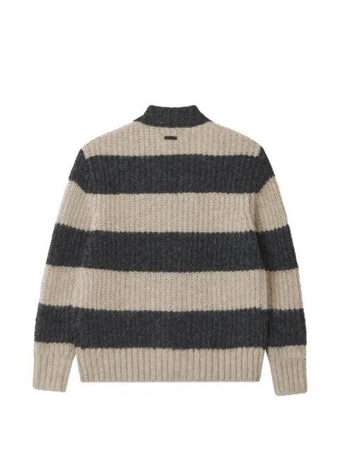 izzue striped ribbed-knit cardigan