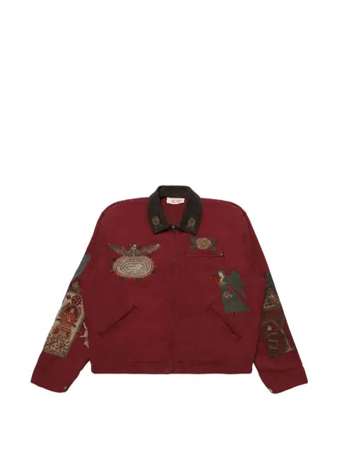 Samuel Zelig Folk embroidered corduroy-collar jacket