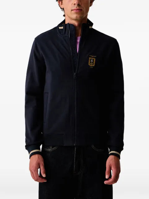 Aeronautica Militare embroidered zip-up sweater