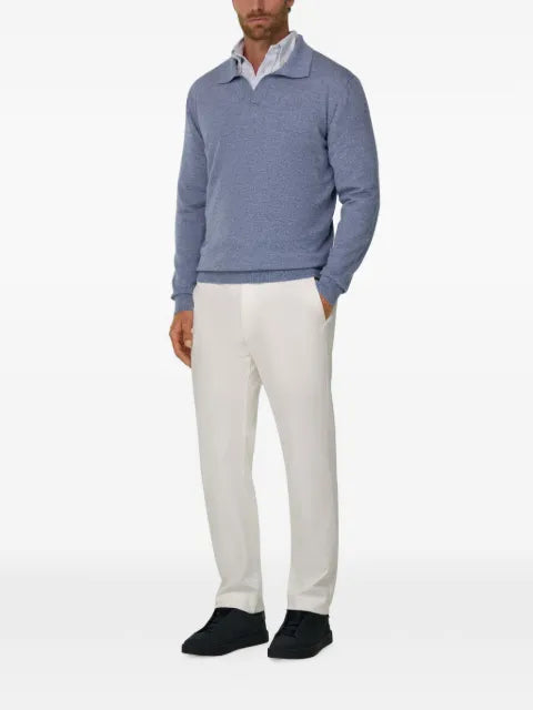 Boggi Milano knitted polo shirt in merino wool cashwool® mouliné