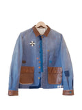 KHOKI patchwork-detail leather-trim jacket