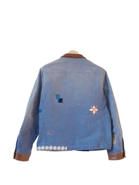 KHOKI patchwork-detail leather-trim jacket
