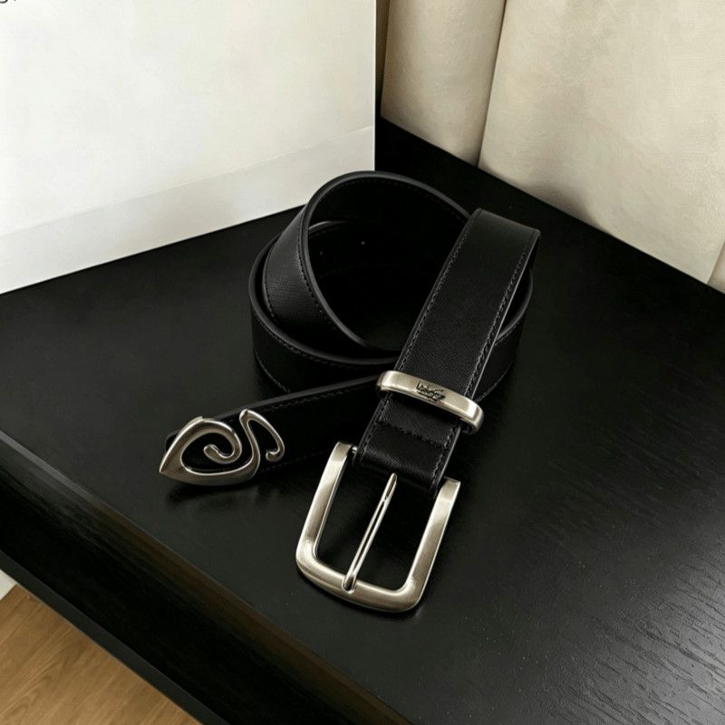 Stussy Genuine Leather Belt Metal Spiral Tail Tip Cleanfit Accessory