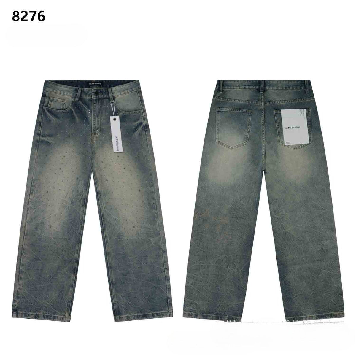 Purple Brand Rhinestone Wide Leg Denim Jeans Unisex
