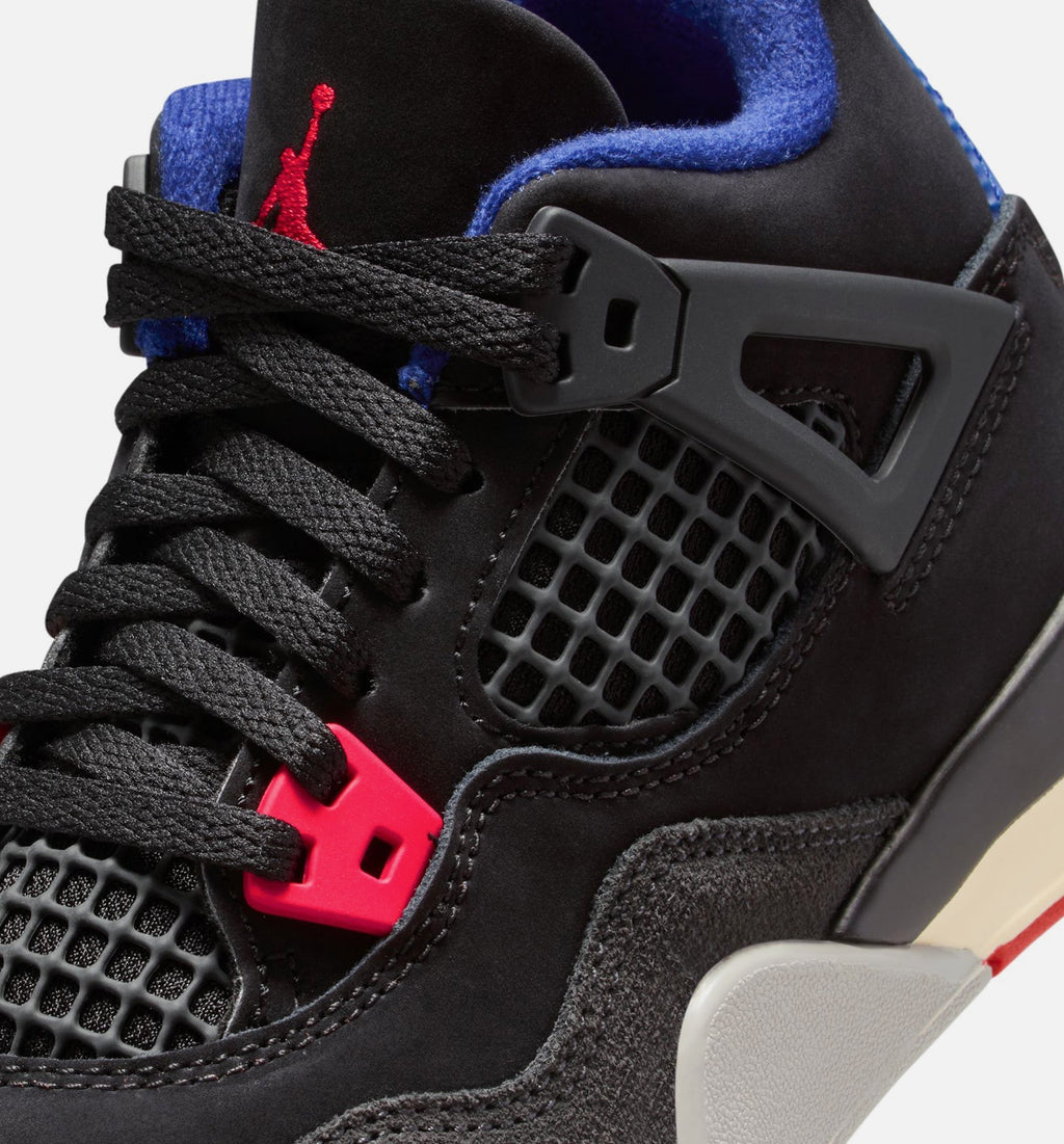 Air Jordan 4 Retro Rare Air | Preschool Lifestyle Shoe | Black/Fire Red/Deep Royal Blue