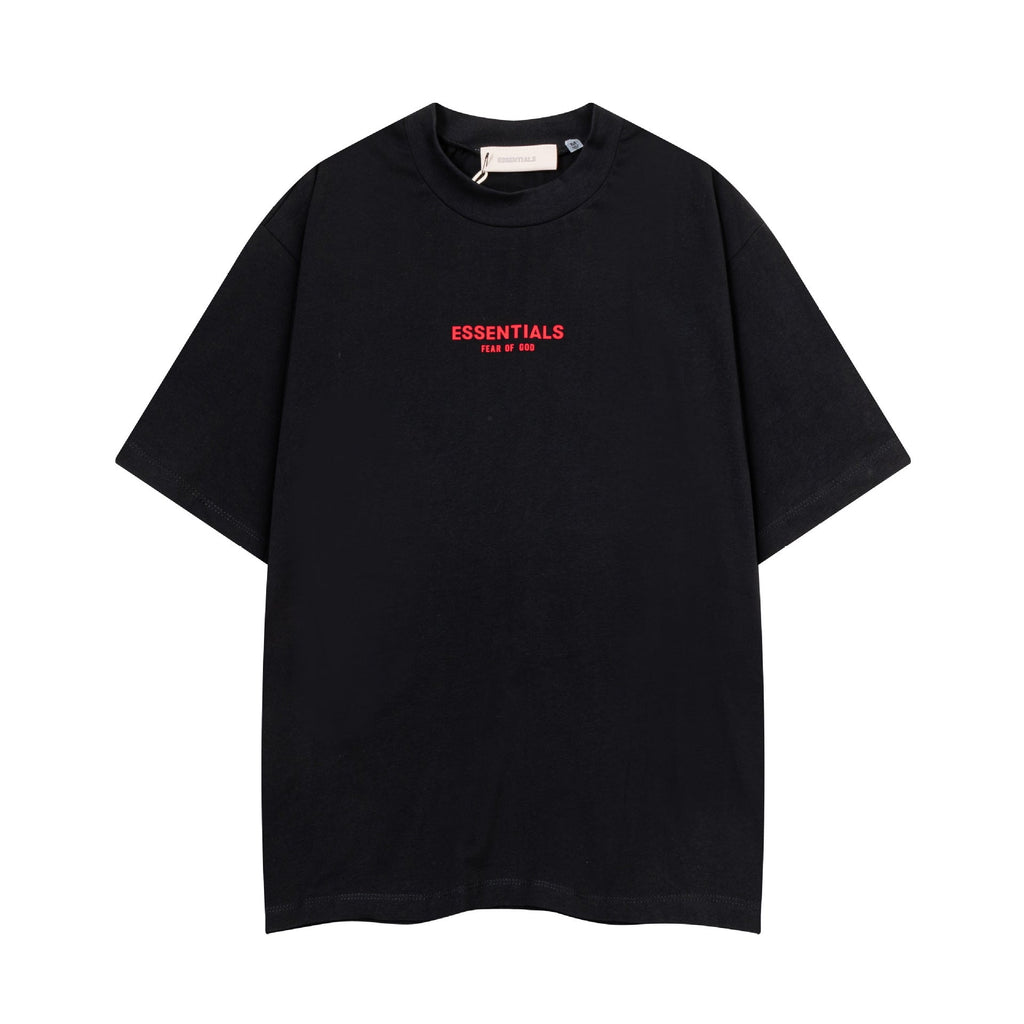 Fear Of God Essentials Red Rubber Letter Crew Neck Short Sleeve T Shirt