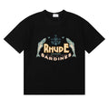 Rhude Cannes Sardines Fish Retro Nautical Black Oversized T‑Shirt