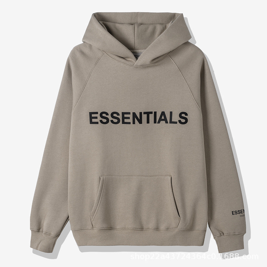 Fear Of God Essentials Silicone Letter Print Fleece Hoodie Unisex