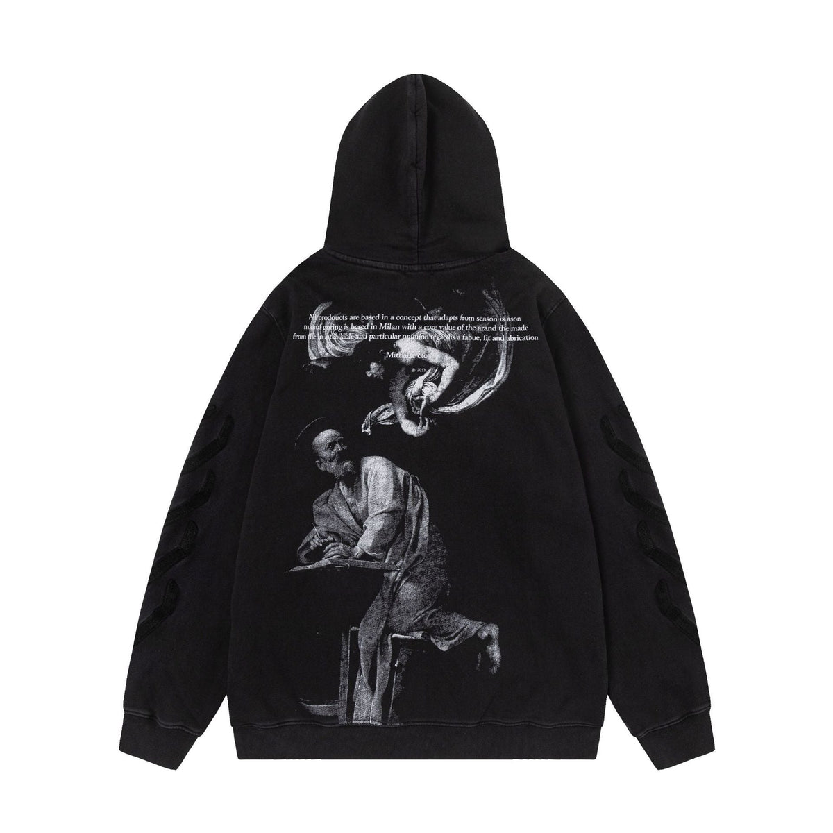 Off-White Black and White Figure Painting Graphic Hoodie