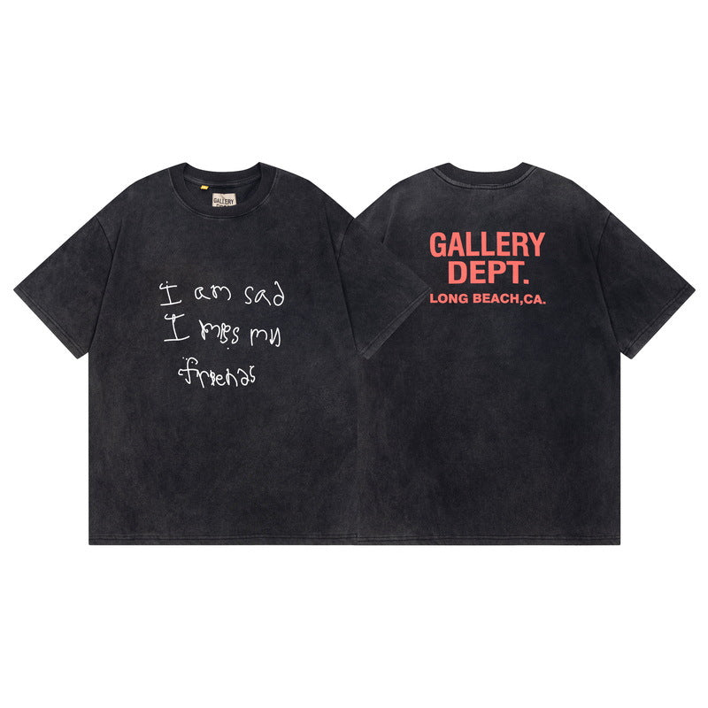 Gallery Dept Vintage Washed Graphic Short Sleeve Tee Streetwear Unisex
