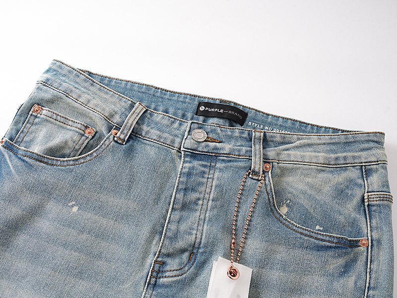 Purple Brand Light Blue Distressed Paint-Splatter Flared Jeans