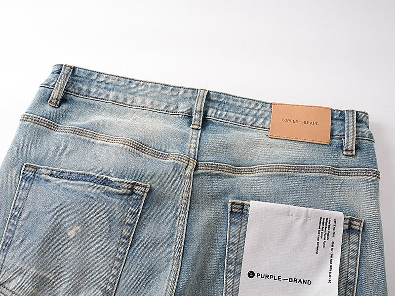 Purple Brand Light Blue Distressed Paint-Splatter Flared Jeans
