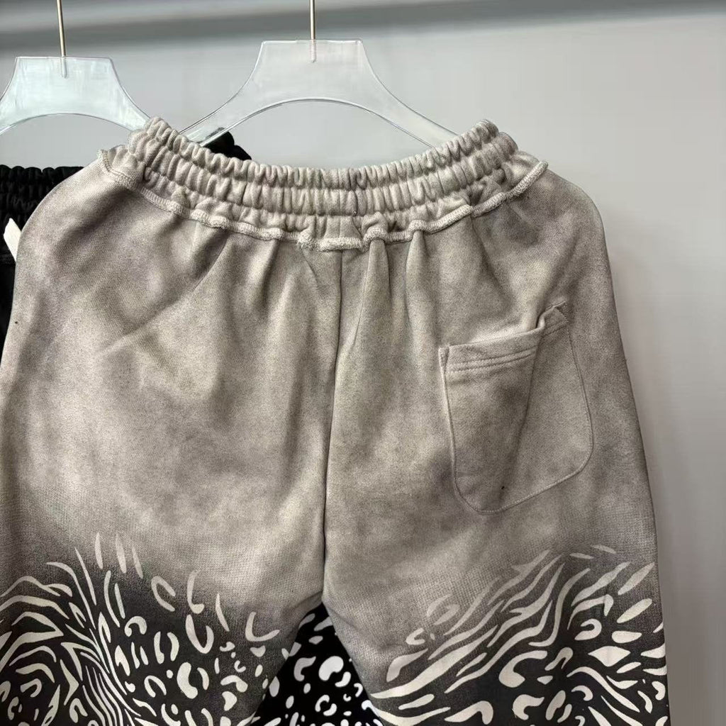 MIXED EMOTION Abstract Face Print Wide-Leg Pants