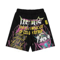 THAT'S A AWFUL LOT OF COUGH SYRUP Black Graphic Drawstring Shorts