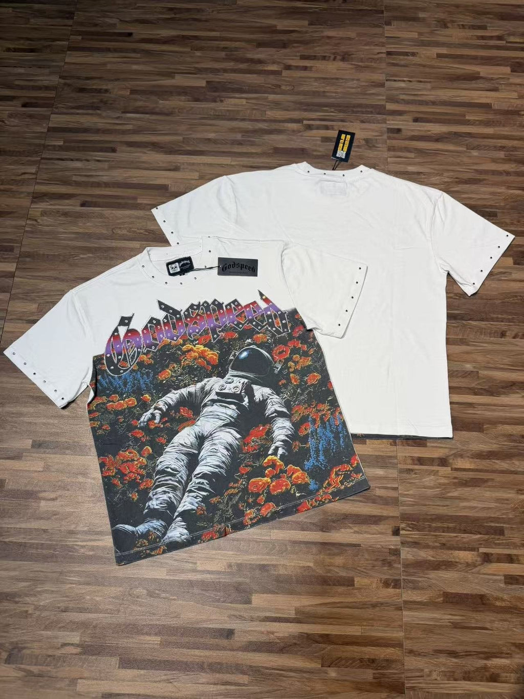 Godspeed Astronaut Flowers Studded Short-Sleeve T-Shirt