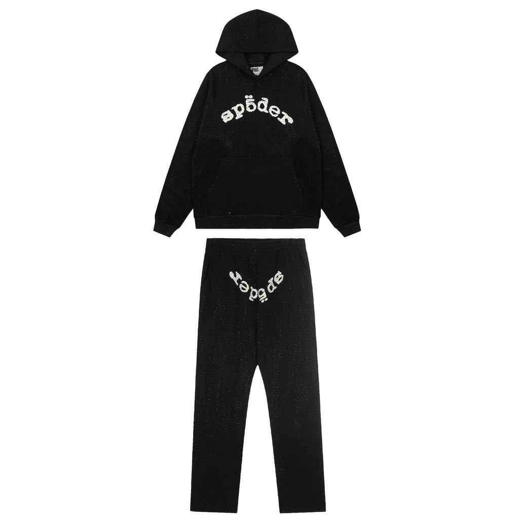Sp5der Rhinestone Hoodie & Pants Matching Set