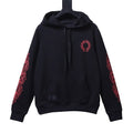 Chrome Hearts Pink Horseshoe Floral Sleeve Pullover Hoodie Black