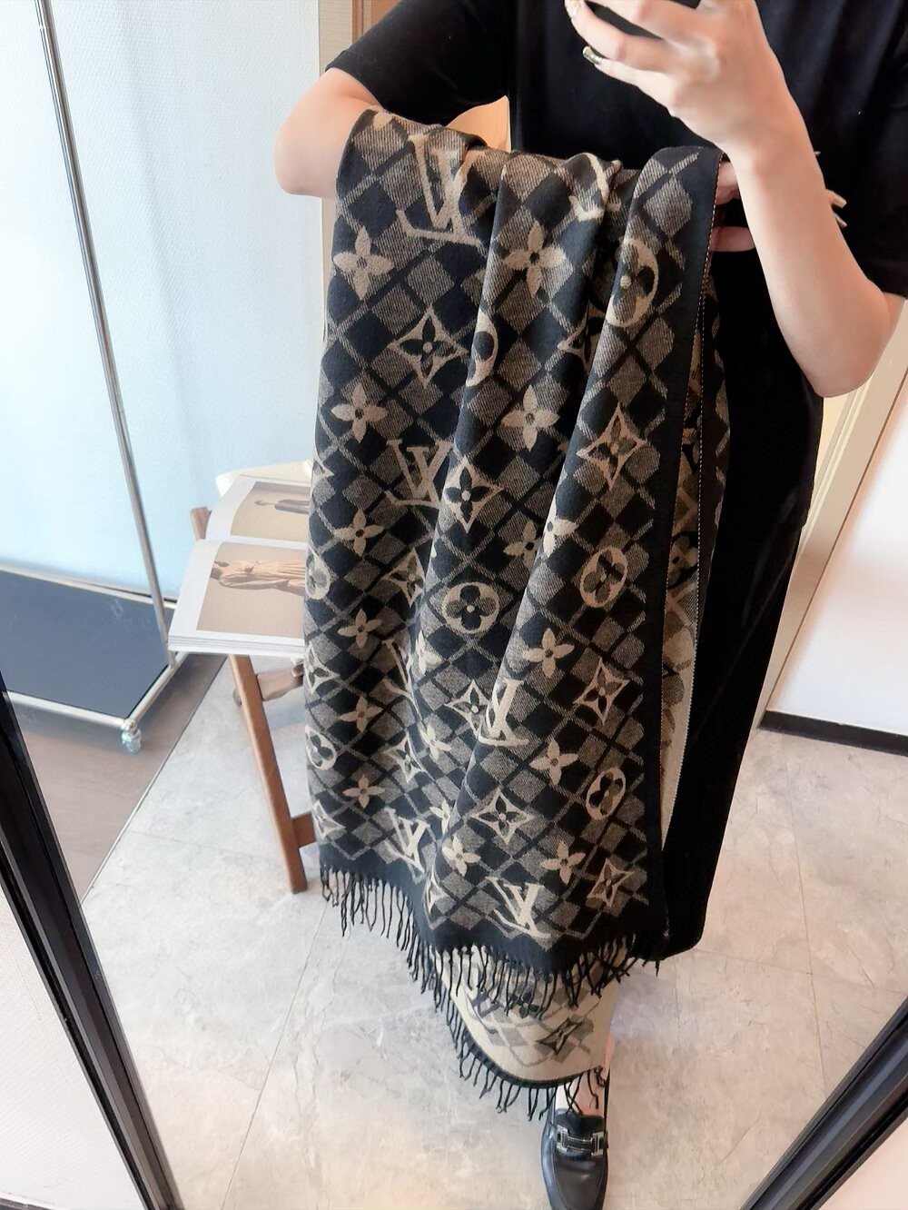 Louis Vuitton Fringed Monogram Scarf