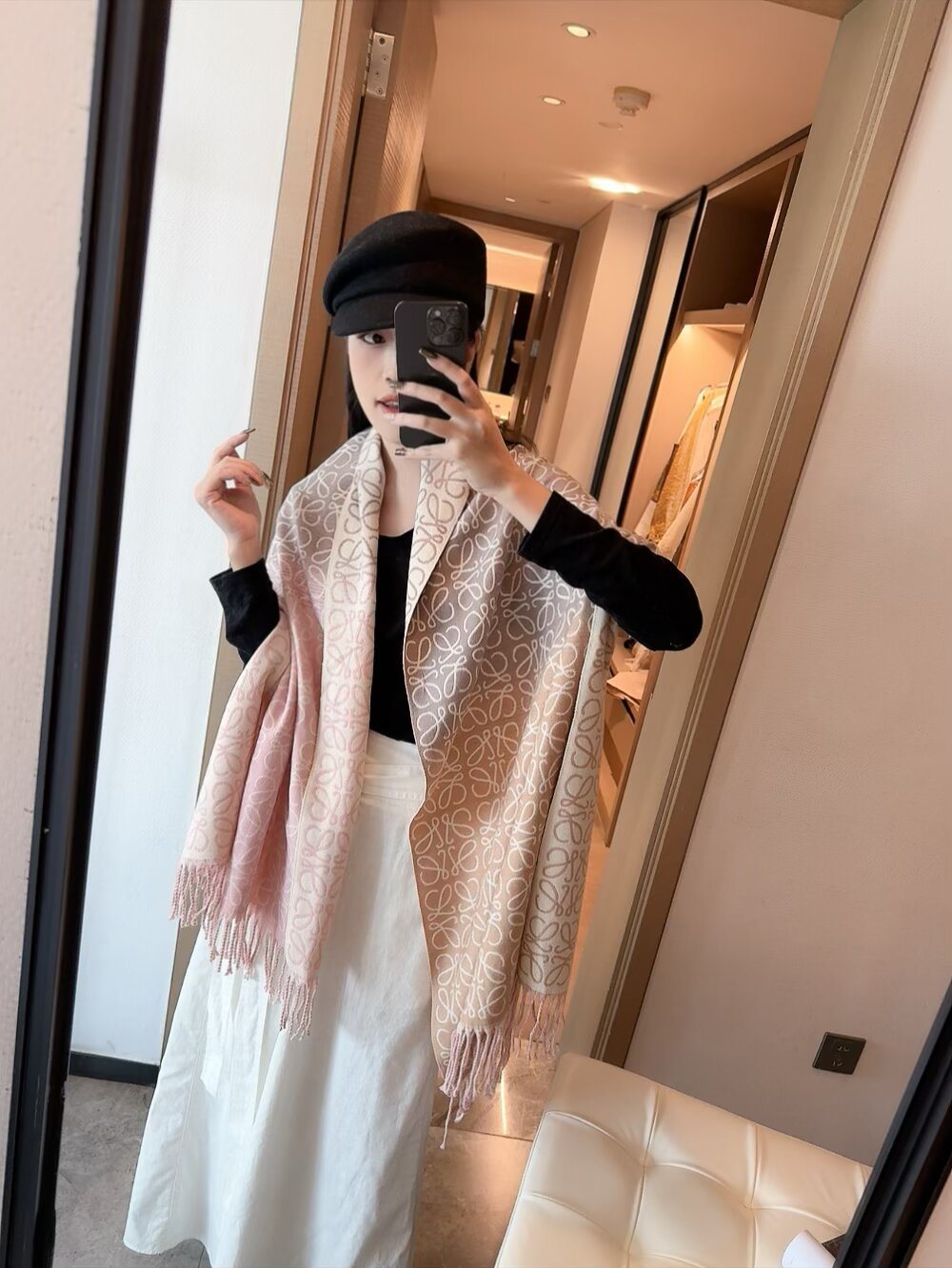 Loewe Fringed Interlocking Motif Scarf