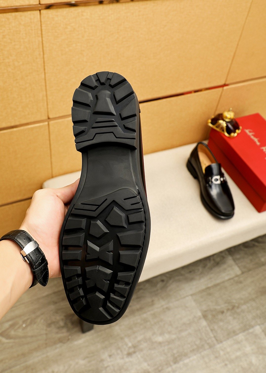Ferragamo Black Bit Loafers