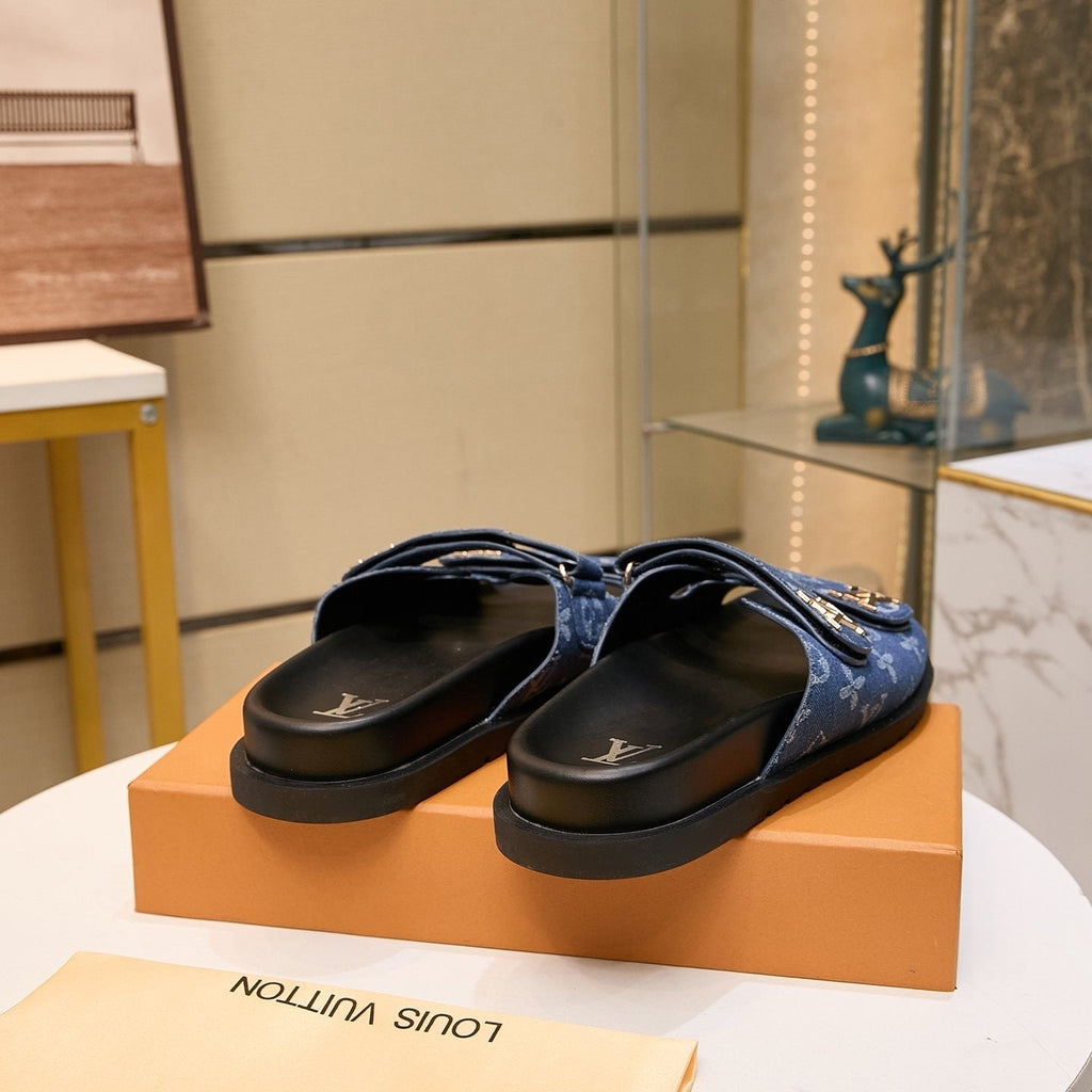 Louis Vuitton Blue Monogram Slide Sandals