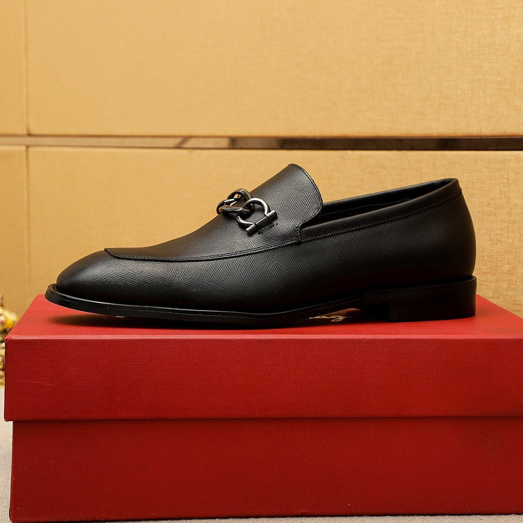 Ferragamo Black Bit Loafers - Leather Lining
