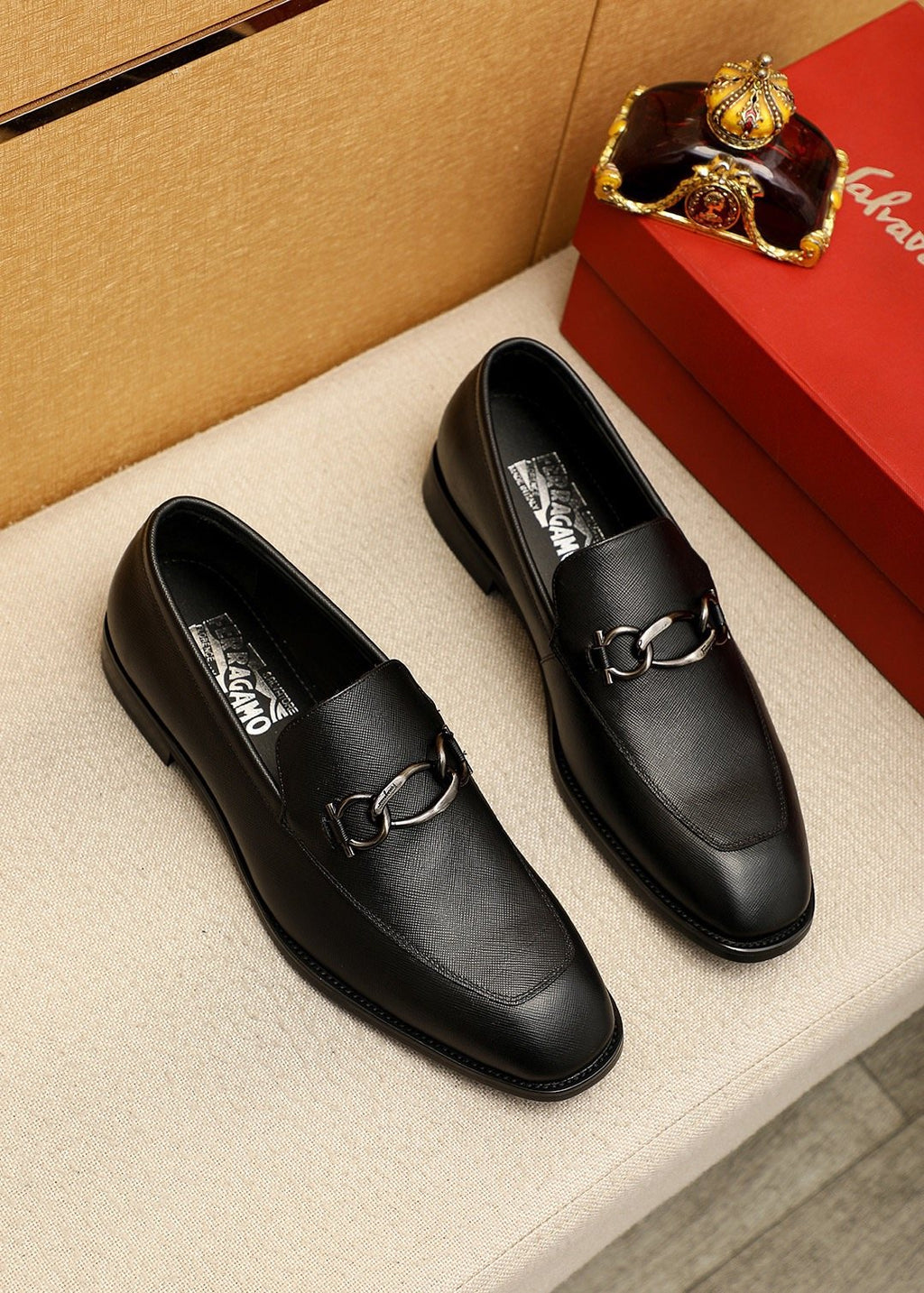 Ferragamo Black Bit Loafers - Leather Lining