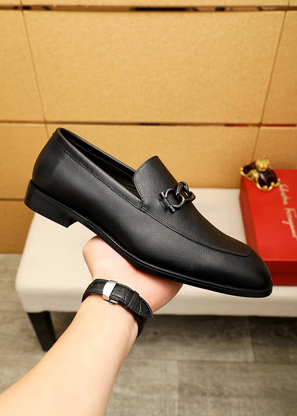 Ferragamo Black Bit Loafers - Leather Lining