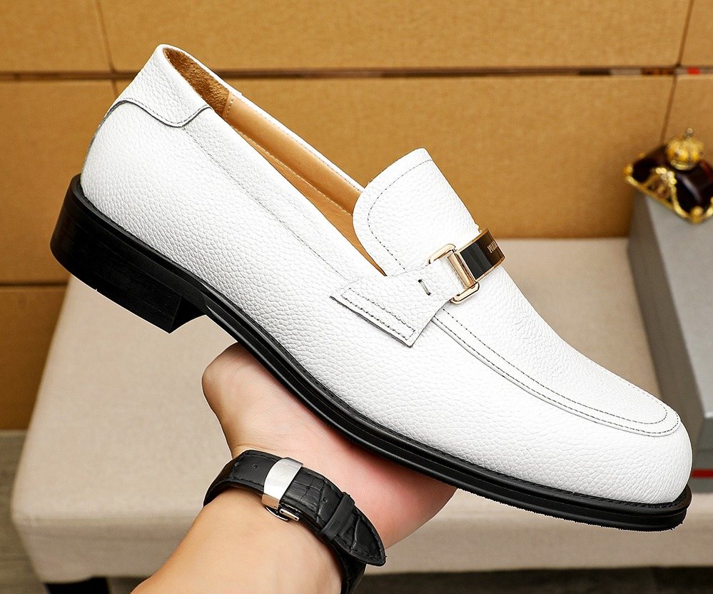 Prada White Leather Loafers