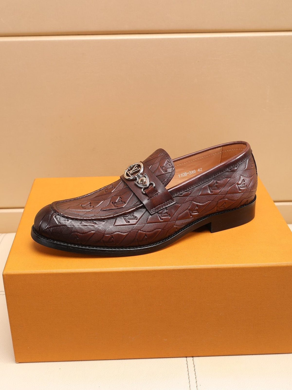 Louis Vuitton Dark Brown Embossed Loafers