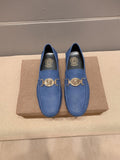 Versace Blue Gold-Hardware Loafers