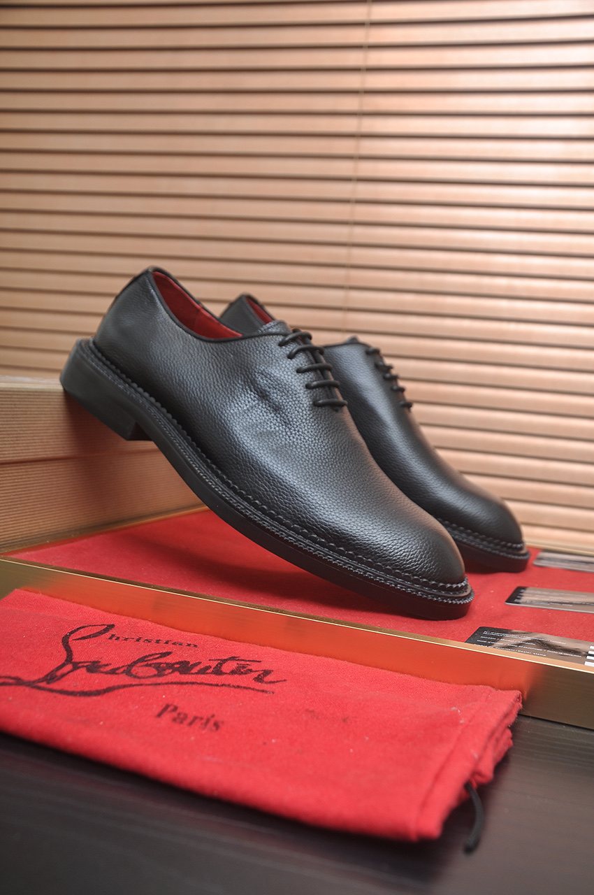 Christian Louboutin Black Red-Sole Lace-Up Dress Shoes